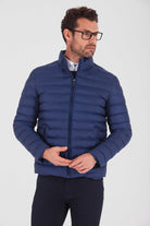 Slim Fit Navy Padded Bogner Stand Collar Coat - SAYKI