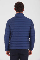 Slim Fit Navy Padded Bogner Stand Collar Coat - SAYKI