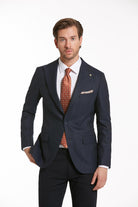 Slim Fit Navy Peak Lapel Casual Blazer - SAYKI