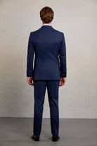 Slim Fit Navy Peak Lapel Wool Blend Classic Suit - MIB