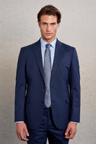 Slim Fit Navy Peak Lapel Wool Blend Classic Suit - MIB