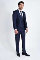 Slim Fit Navy Peak Lapel Wool Blend Classic Tuxedo