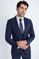 Slim Fit Navy Peak Lapel Wool Blend Classic Tuxedo