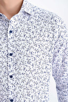 Slim Fit Navy Printed 100% Cotton Casual Shirt - MIB