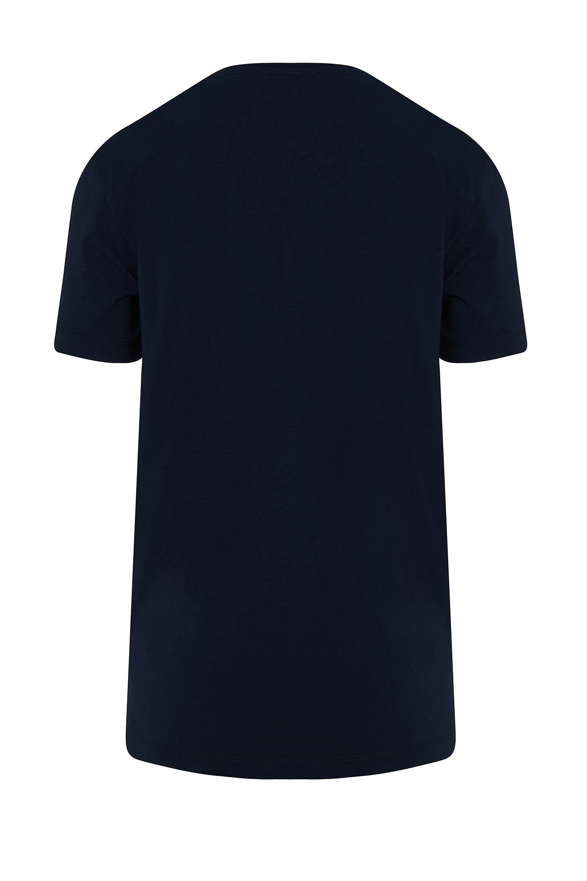 Slim Fit Navy Printed Cotton Blend Crew Neck T-Shirt - MIB