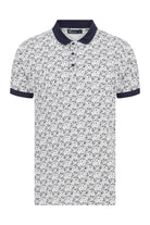 Slim Fit Navy Printed Cotton Polo T-Shirt - MIB