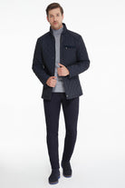 Slim Fit Navy Quilted Nivo Nebraska Coat - SAYKI