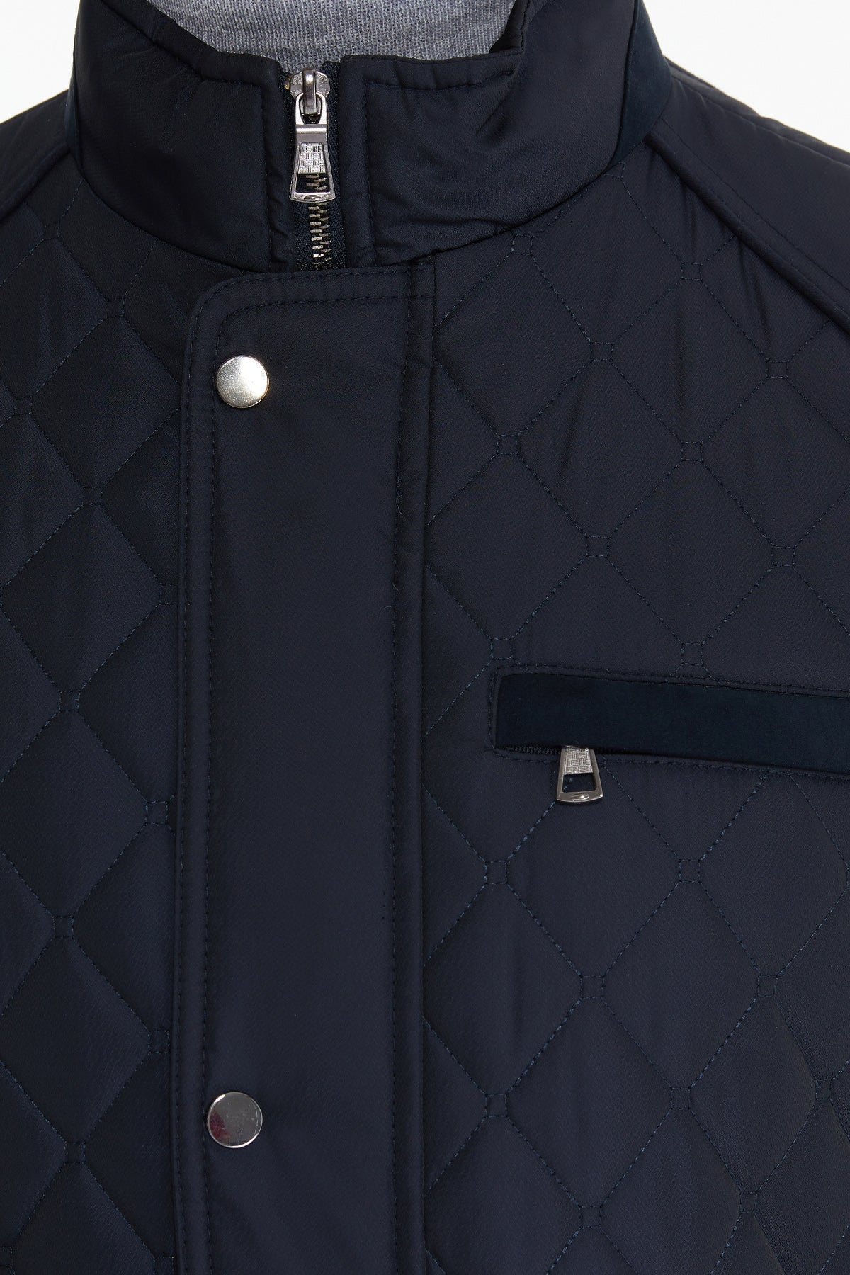 Slim Fit Navy Quilted Nivo Nebraska Coat - SAYKI