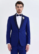 Slim Fit Navy Release Shawl Lapel Wool Blend Classic Tuxedo