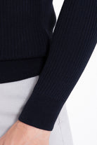 Slim Fit Navy Turtleneck Sweater - SAYKI