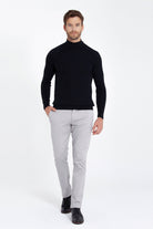 Slim Fit Navy Turtleneck Sweater - SAYKI