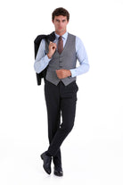 Slim Fit Navy Wool Blend Casual Suit with Vest - MIB