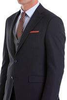 Slim Fit Navy Wool Blend Casual Suit with Vest - MIB