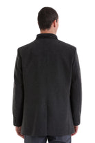 Slim Fit Nikko Stand Collar Wool Blend Dark Gray Coat