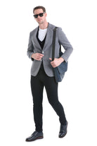 Slim Fit Notch Lapel 100% Wool Navy Classic Blazer - Sayki