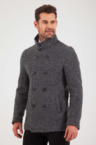 Slim Fit Notch Lapel Alpine Wool Gray Overcoat Dark Gray