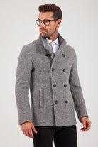 Slim Fit Notch Lapel Alpine Wool Gray Overcoat Gray - MIB