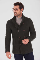 Slim Fit Notch Lapel Alpine Wool Gray Overcoat Khaki 1 - MIB