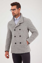 Slim Fit Notch Lapel Alpine Wool Gray Overcoat Light Gray 7