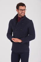 Slim Fit Notch Lapel Alpine Wool Gray Overcoat Navy - MIB