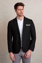 Slim Fit Notch Lapel Black Casual Blazer - SAYKI