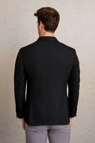 Slim Fit Notch Lapel Black Casual Blazer - SAYKI