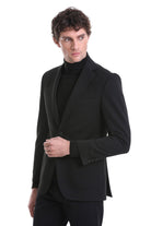 Slim Fit Notch Lapel Black Classic Blazer - MIB