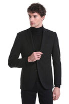 Slim Fit Notch Lapel Black Classic Blazer - MIB