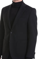 Slim Fit Notch Lapel Black Classic Blazer - MIB