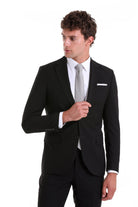 Slim Fit Notch Lapel Black Classic Suit - MIB