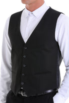 Slim Fit Notch Lapel Black Vest - MIB