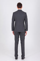 Slim Fit Notch Lapel Black Wool Blend Classic Suit