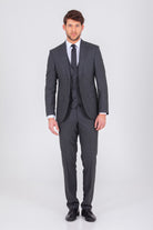 Slim Fit Notch Lapel Black Wool Blend Classic Suit