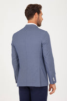 Slim Fit Notch Lapel Blue Casual Blazer - SAYKI