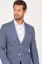 Slim Fit Notch Lapel Blue Casual Blazer - SAYKI