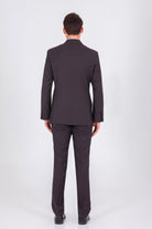 Slim Fit Notch Lapel Brown Wool Classic Suit - MIB