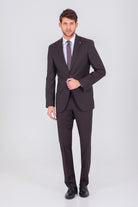 Slim Fit Notch Lapel Brown Wool Classic Suit - MIB