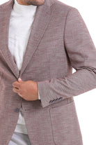 Slim Fit Notch Lapel Burgundy Linen Casual Blazer - SAYKI