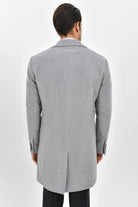 Slim Fit Notch Lapel Cashmere Gray Overcoat Gray - MIB