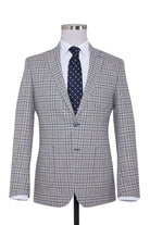 Slim Fit Notch Lapel Checked Gray Classic Blazer Gray K.