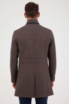 Slim Fit Notch Lapel Cotton Blend Brown Overcoat Brown