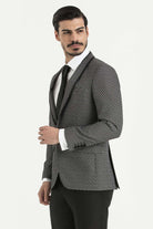 Slim Fit Notch Lapel Gray Casual Blazer - SAYKI