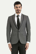 Slim Fit Notch Lapel Gray Casual Blazer - SAYKI