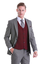 Slim Fit Notch Lapel Gray Classic Suit - MIB