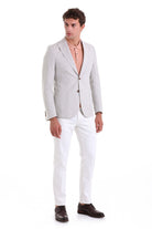 Slim Fit Notch Lapel Gray Linen Casual Blazer - SAYKI