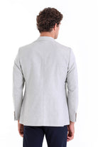 Slim Fit Notch Lapel Gray Linen Casual Blazer - SAYKI