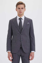 Slim Fit Notch Lapel Gray Wool Blend Classic Suit - MIB