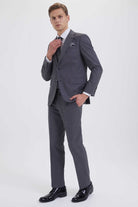 Slim Fit Notch Lapel Gray Wool Blend Classic Suit - MIB