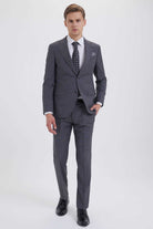 Slim Fit Notch Lapel Gray Wool Blend Classic Suit - MIB