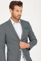 Slim Fit Notch Lapel Green Casual Blazer - SAYKI